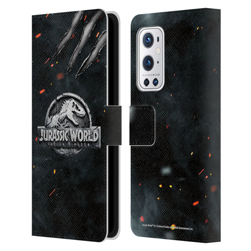 Jurassic World Fallen Kingdom Logo Dinosaur Claw Leather Book Wallet Case Cover For OnePlus 9 Pro