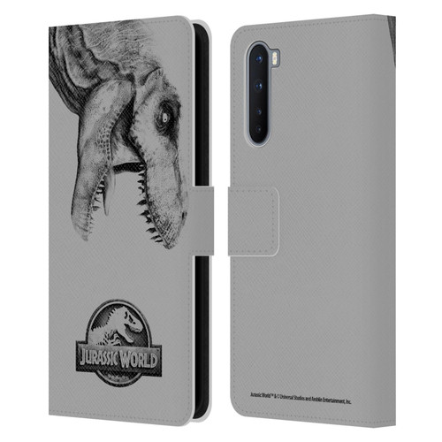 Jurassic World Fallen Kingdom Logo T-Rex Leather Book Wallet Case Cover For OnePlus Nord 5G
