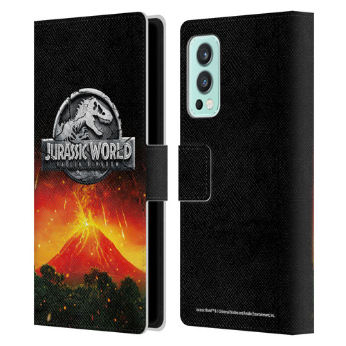 Jurassic World Fallen Kingdom Logo Volcano Eruption Leather Book Wallet Case Cover For OnePlus Nord 2 5G