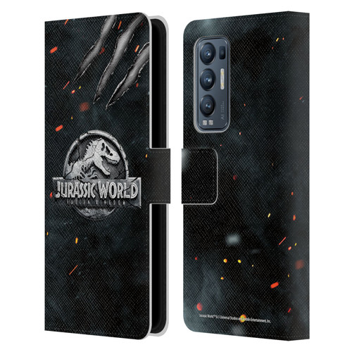 Jurassic World Fallen Kingdom Logo Dinosaur Claw Leather Book Wallet Case Cover For OPPO Find X3 Neo / Reno5 Pro+ 5G
