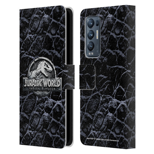 Jurassic World Fallen Kingdom Logo Dinosaur Scale Leather Book Wallet Case Cover For OPPO Find X3 Neo / Reno5 Pro+ 5G