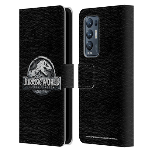 Jurassic World Fallen Kingdom Logo Plain Black Leather Book Wallet Case Cover For OPPO Find X3 Neo / Reno5 Pro+ 5G