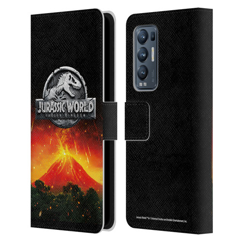 Jurassic World Fallen Kingdom Logo Volcano Eruption Leather Book Wallet Case Cover For OPPO Find X3 Neo / Reno5 Pro+ 5G