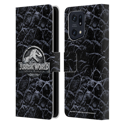 Jurassic World Fallen Kingdom Logo Dinosaur Scale Leather Book Wallet Case Cover For OPPO Find X5 Pro