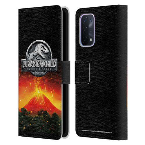 Jurassic World Fallen Kingdom Logo Volcano Eruption Leather Book Wallet Case Cover For OPPO A54 5G