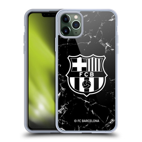 FC Barcelona Crest Patterns Black Marble Soft Gel Case for Apple iPhone 11 Pro Max & MagSafe