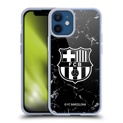 FC Barcelona Crest Patterns Black Marble Soft Gel Case for Apple iPhone 12 Mini & MagSafe