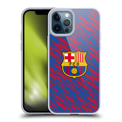 FC Barcelona Crest Patterns Glitch Soft Gel Case for Apple iPhone 12 Pro Max