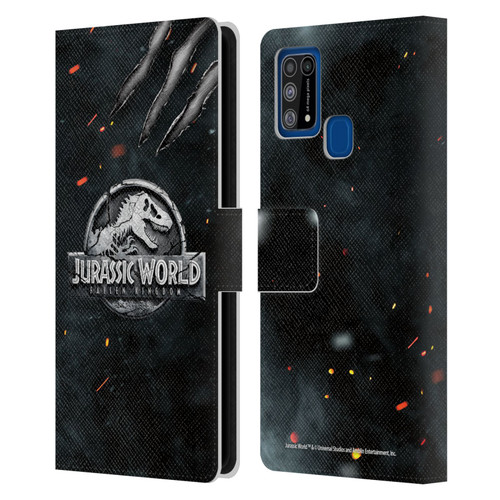 Jurassic World Fallen Kingdom Logo Dinosaur Claw Leather Book Wallet Case Cover For Samsung Galaxy M31 (2020)