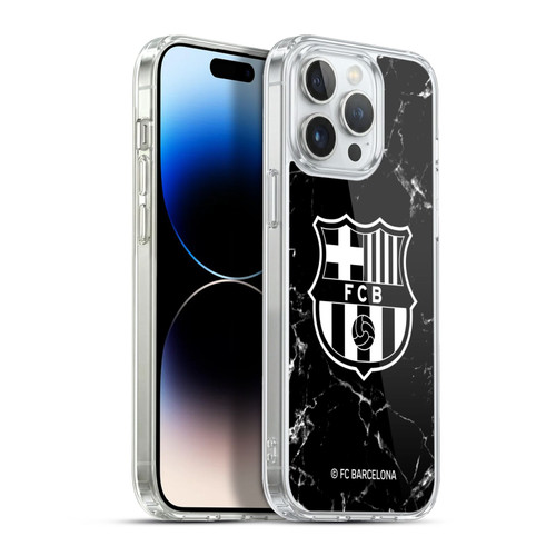 FC Barcelona Crest Patterns Black Marble Soft Gel Case for Apple iPhone 13 Pro Max & MagSafe