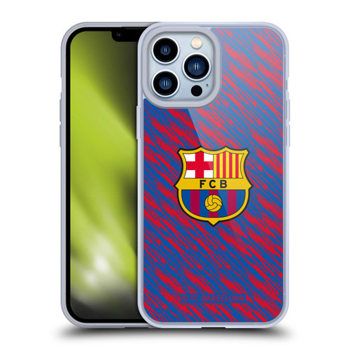 FC Barcelona Crest Patterns Glitch Soft Gel Case for Apple iPhone 13 Pro Max