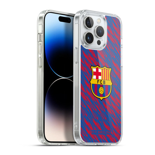 FC Barcelona Crest Patterns Glitch Soft Gel Case for Apple iPhone 13 Pro Max & MagSafe