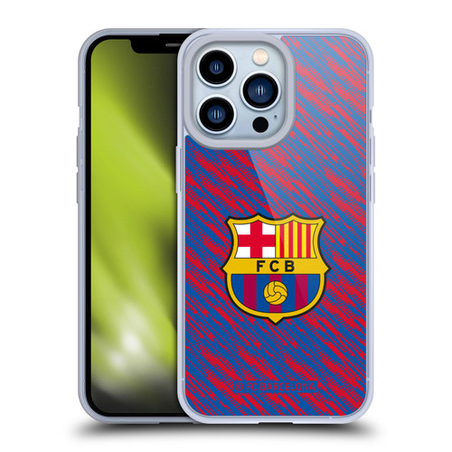 FC Barcelona Crest Patterns Glitch Soft Gel Case for Apple iPhone 13 Pro & MagSafe