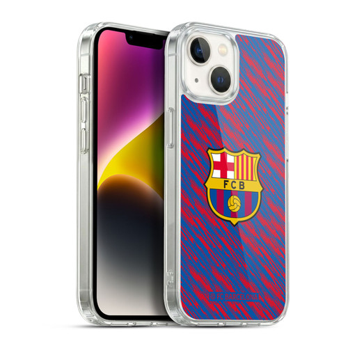 FC Barcelona Crest Patterns Glitch Soft Gel Case for Apple iPhone 14