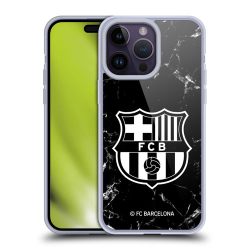FC Barcelona Crest Patterns Black Marble Soft Gel Case for Apple iPhone 14 Pro Max & MagSafe