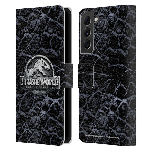 Jurassic World Fallen Kingdom Logo Dinosaur Scale Leather Book Wallet Case Cover For Samsung Galaxy S22+ 5G