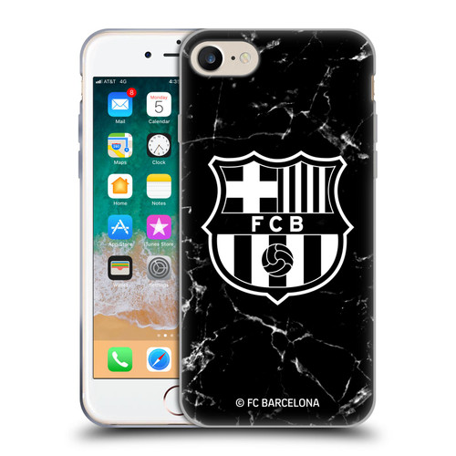 FC Barcelona Crest Patterns Black Marble Soft Gel Case for Apple iPhone 7 / 8 / SE 2020 & 2022 & MagSafe