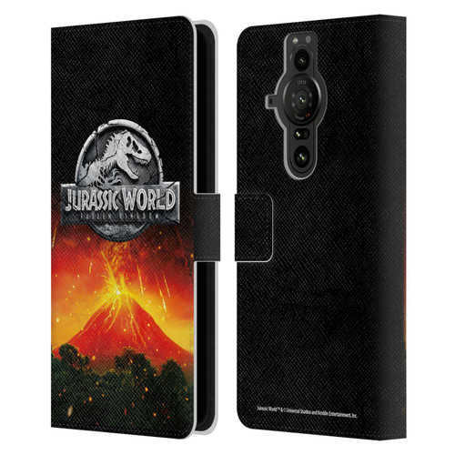 Jurassic World Fallen Kingdom Logo Volcano Eruption Leather Book Wallet Case Cover For Sony Xperia Pro-I