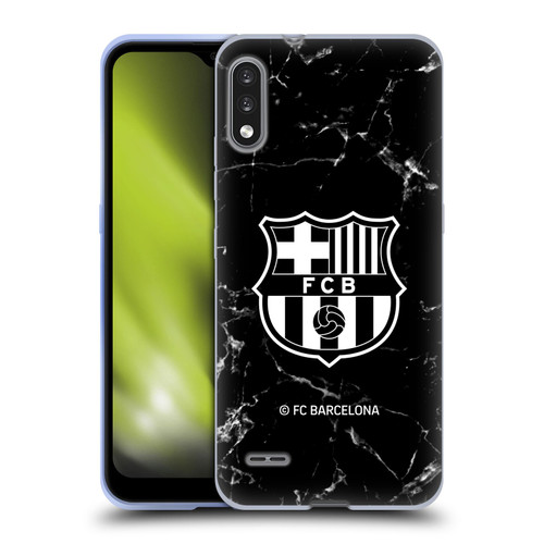 FC Barcelona Crest Patterns Black Marble Soft Gel Case for LG K22