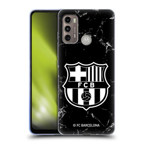 FC Barcelona Crest Patterns Black Marble Soft Gel Case for Motorola Moto G60 / Moto G40 Fusion