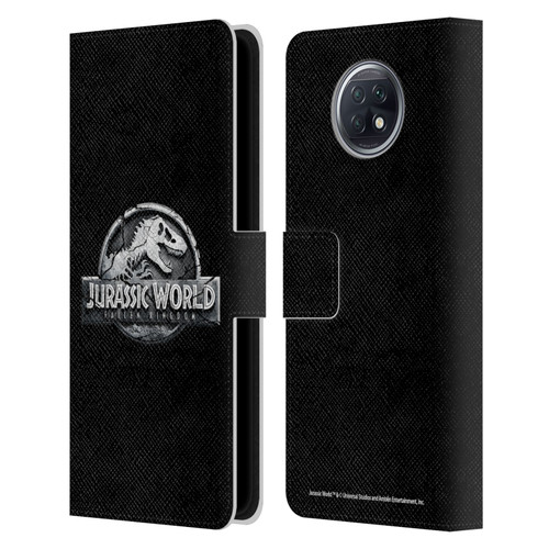 Jurassic World Fallen Kingdom Logo Plain Black Leather Book Wallet Case Cover For Xiaomi Redmi Note 9T 5G