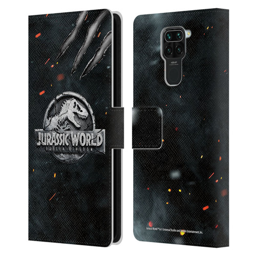 Jurassic World Fallen Kingdom Logo Dinosaur Claw Leather Book Wallet Case Cover For Xiaomi Redmi Note 9 / Redmi 10X 4G