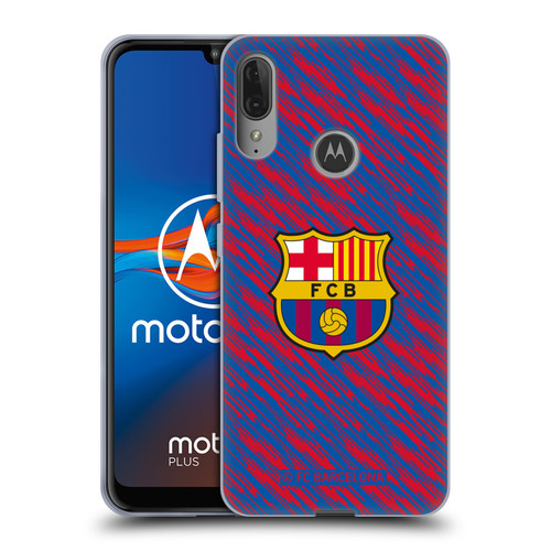FC Barcelona Crest Patterns Glitch Soft Gel Case for Motorola Moto E6 Plus