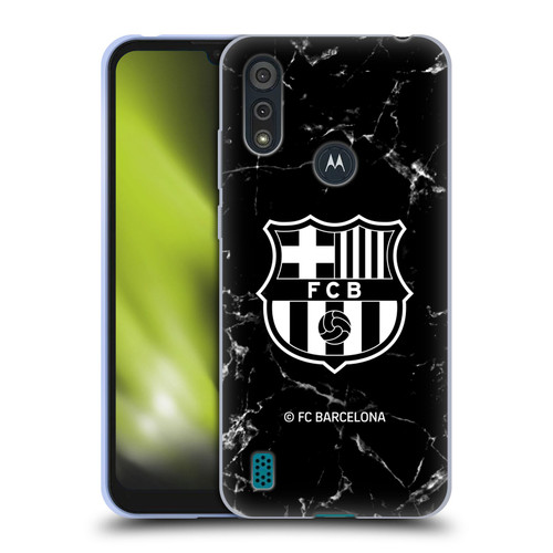 FC Barcelona Crest Patterns Black Marble Soft Gel Case for Motorola Moto E6s (2020)