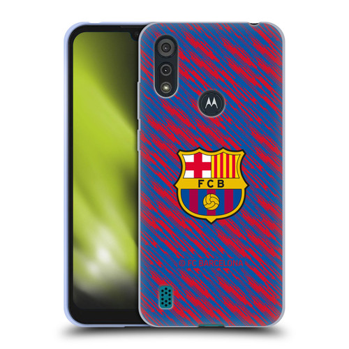 FC Barcelona Crest Patterns Glitch Soft Gel Case for Motorola Moto E6s (2020)