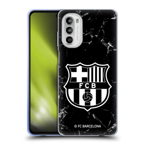 FC Barcelona Crest Patterns Black Marble Soft Gel Case for Motorola Moto G52