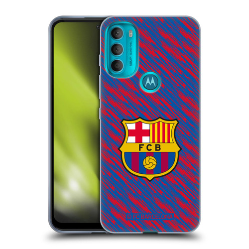 FC Barcelona Crest Patterns Glitch Soft Gel Case for Motorola Moto G71 5G