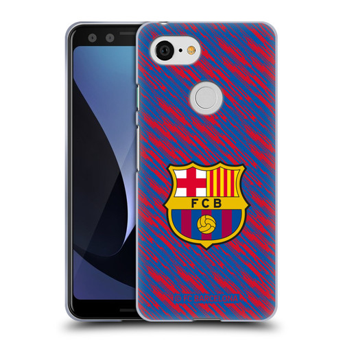 FC Barcelona Crest Patterns Glitch Soft Gel Case for Google Pixel 3