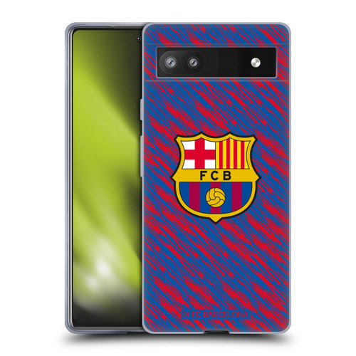 FC Barcelona Crest Patterns Glitch Soft Gel Case for Google Pixel 6a