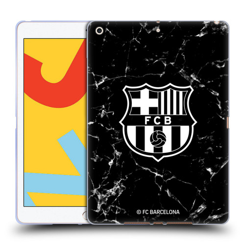 FC Barcelona Crest Patterns Black Marble Soft Gel Case for Apple iPad 10.2 2019/2020/2021