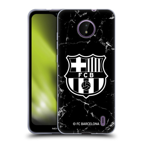 FC Barcelona Crest Patterns Black Marble Soft Gel Case for Nokia C10 / C20