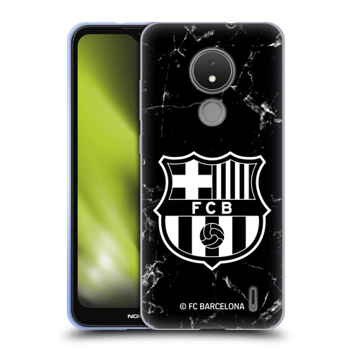 FC Barcelona Crest Patterns Black Marble Soft Gel Case for Nokia C21