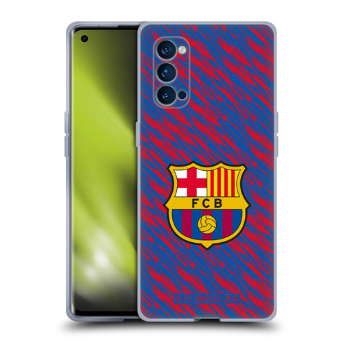 FC Barcelona Crest Patterns Glitch Soft Gel Case for OPPO Reno 4 Pro 5G