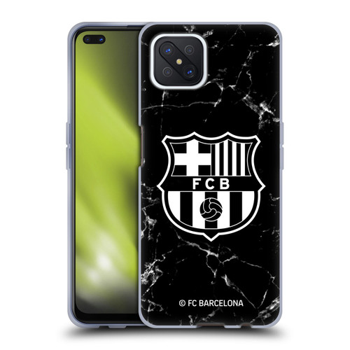 FC Barcelona Crest Patterns Black Marble Soft Gel Case for OPPO Reno4 Z 5G