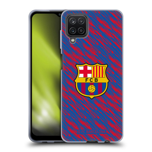 FC Barcelona Crest Patterns Glitch Soft Gel Case for Samsung Galaxy A12 (2020)