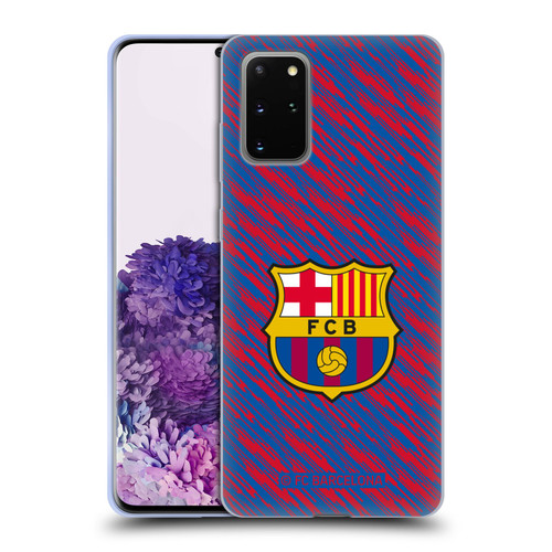 FC Barcelona Crest Patterns Glitch Soft Gel Case for Samsung Galaxy S20+ / S20+ 5G