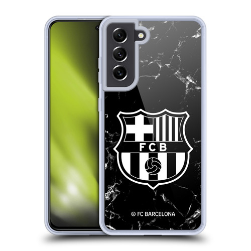 FC Barcelona Crest Patterns Black Marble Soft Gel Case for Samsung Galaxy S21 FE 5G & MagSafe