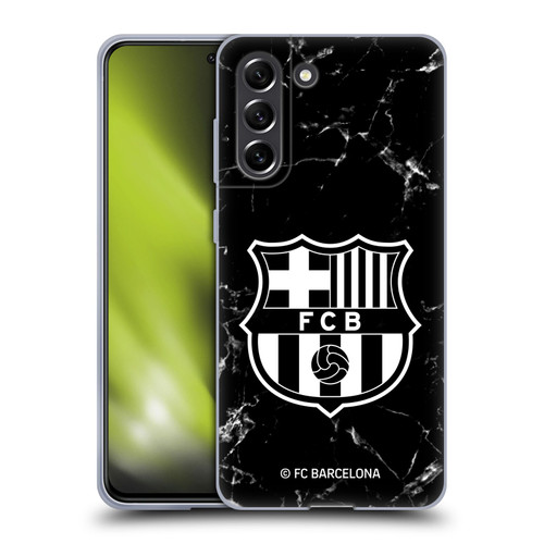 FC Barcelona Crest Patterns Black Marble Soft Gel Case for Samsung Galaxy S21 FE 5G