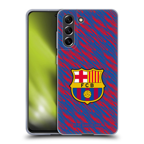 FC Barcelona Crest Patterns Glitch Soft Gel Case for Samsung Galaxy S21 FE 5G