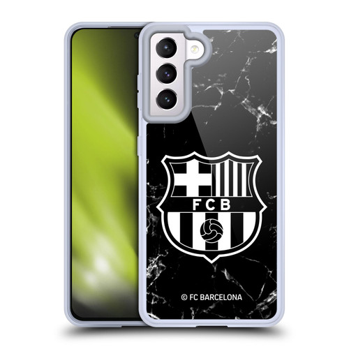 FC Barcelona Crest Patterns Black Marble Soft Gel Case for Samsung Galaxy S21 5G