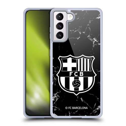 FC Barcelona Crest Patterns Black Marble Soft Gel Case for Samsung Galaxy S21+ 5G