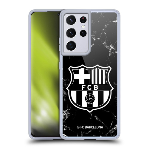 FC Barcelona Crest Patterns Black Marble Soft Gel Case for Samsung Galaxy S21 Ultra 5G