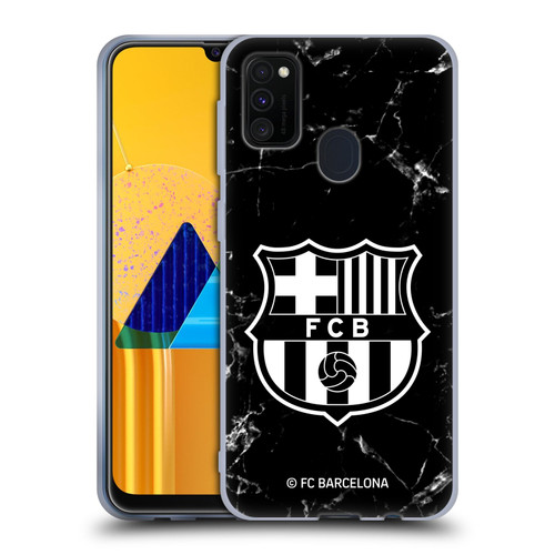 FC Barcelona Crest Patterns Black Marble Soft Gel Case for Samsung Galaxy M30s (2019)/M21 (2020)