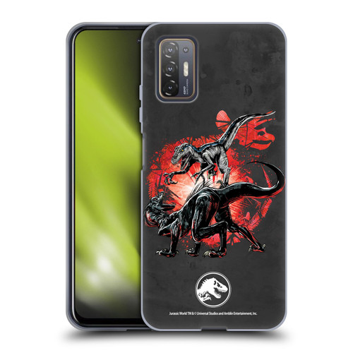 Jurassic World Fallen Kingdom Key Art Raptors Battle Soft Gel Case for HTC Desire 21 Pro 5G