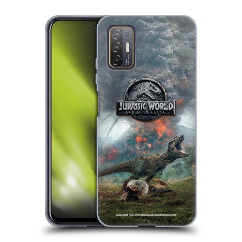 Jurassic World Fallen Kingdom Key Art T-Rex Volcano Soft Gel Case for HTC Desire 21 Pro 5G