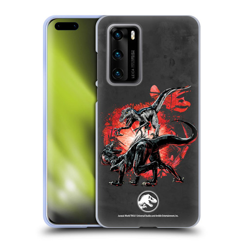 Jurassic World Fallen Kingdom Key Art Raptors Battle Soft Gel Case for Huawei P40 5G